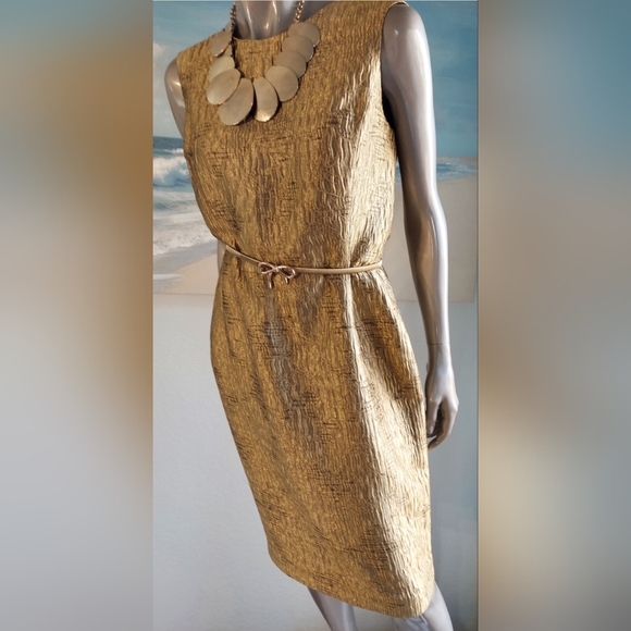*$3,900 OSCAR DE LA RENTA GOLD SILK LINED RUNWAY DRESS US 10 - Picture 2 of 9